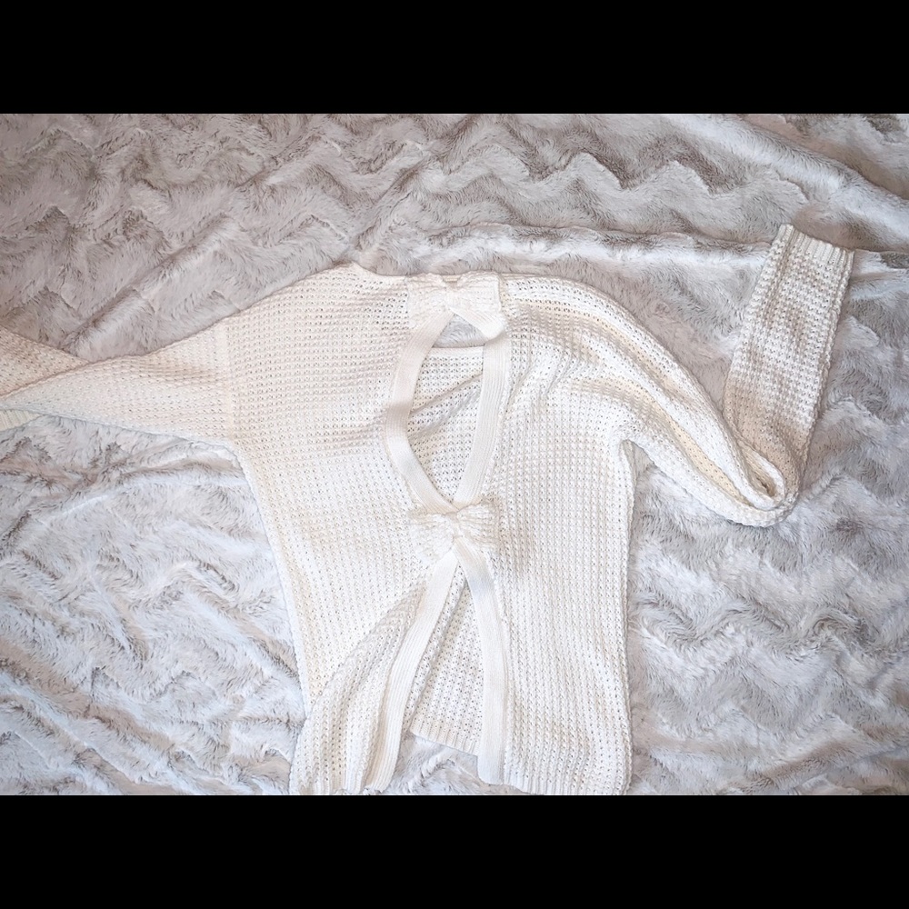 white knit sweater